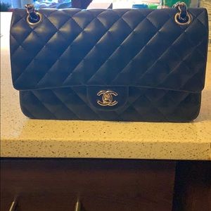 Black lambskin gold hardware purse real leather